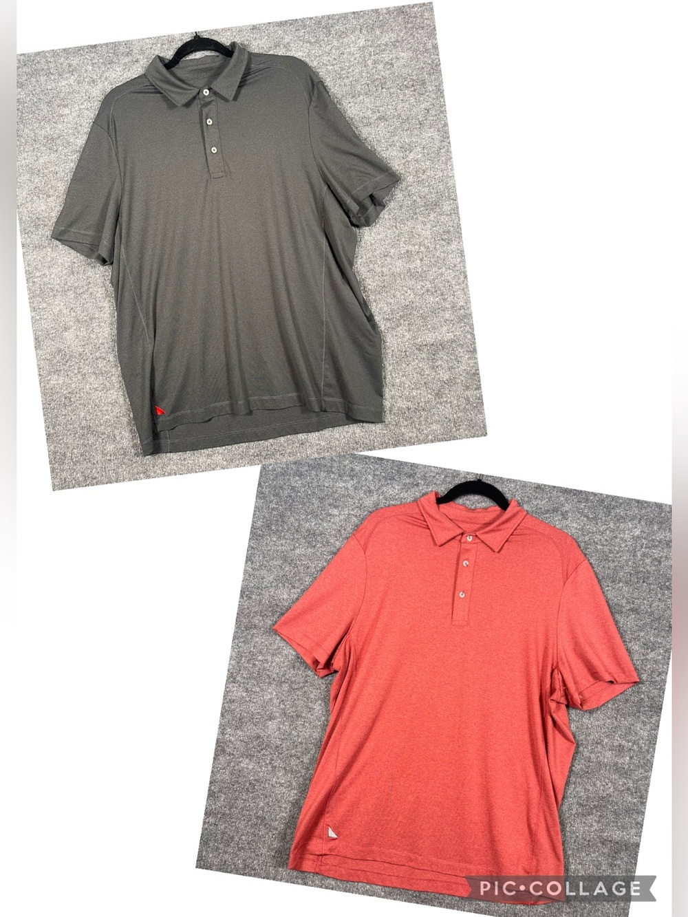 Untuckit Mens XL Polo 2PC LOT Red Gray Short Sleeve Stretch Polo Shirts